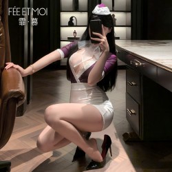 【情趣内衣】霏慕 甜蜜航线深V包臀空姐装6401