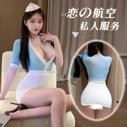 【情趣内衣】霏慕 甜蜜航线深V包臀空姐装6401