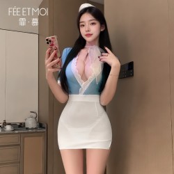 【情趣内衣】霏慕 甜蜜航线深V包臀空姐装6401