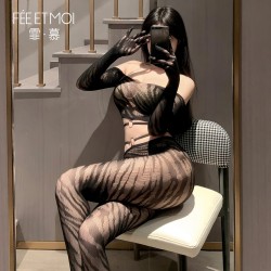 【情趣内衣】霏慕 性感虎纹分体式网袜套装7531