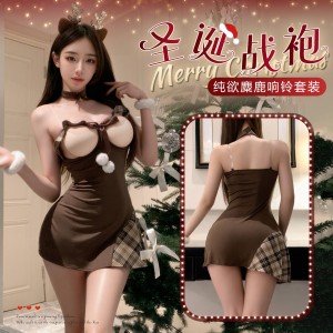 【情趣内衣】霏慕 纯欲麋鹿圣诞响铃套装ZY152