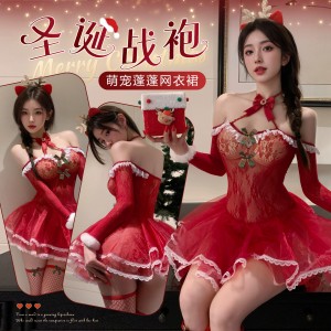 【情趣内衣】霏慕 惹火透肤麋鹿网衣制服套装ZY155