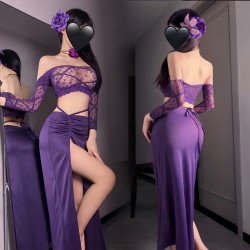 【情趣内衣】霏慕 暗欲交织透胸网衣制服套装ZY110