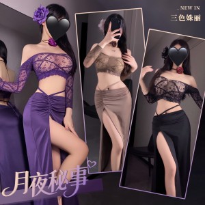 【情趣内衣】霏慕 暗欲交织透胸网衣制服套装ZY110