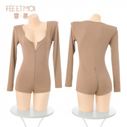 【情趣内衣】霏慕 瑜伽尤物拉链开裆连体衣7050