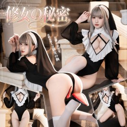 【情趣内衣】霏慕 禁忌之恋深V修女连体衣ZY167