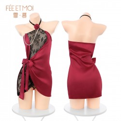 【情趣内衣】霏慕 永夜玫瑰风情系带连衣裙ZY181