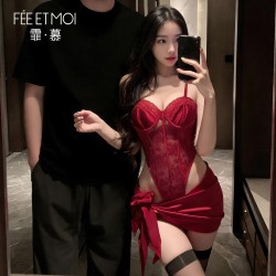 【情趣内衣】霏慕×谜姬 夜色撩欲钢圈连体衣套装7717