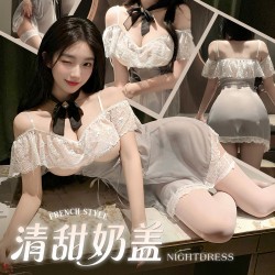 【情趣内衣】霏慕 法式优雅可收腰奶盖睡裙ZY157