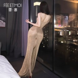 【情趣内衣】霏慕 鎏金欲影修身开叉连衣裙ZY170